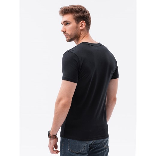 T-shirt męski V-NECK z elastanem - czarny V3 S1183 XXL ombre