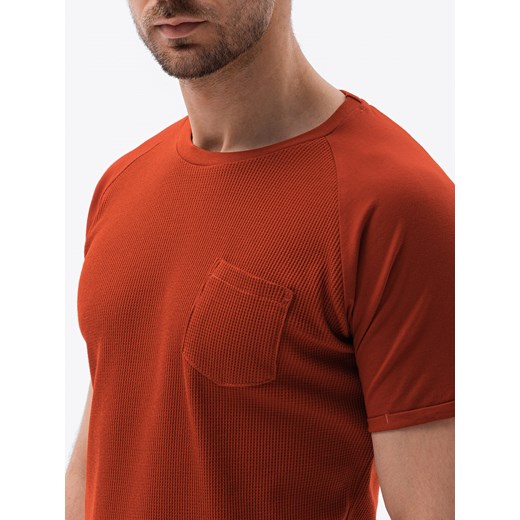 T-shirt męski bez nadruku - ceglasty S1182 XL ombre