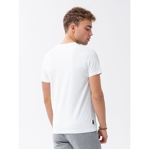 T-shirt męski V-NECK z elastanem - biały V1 S1183 XXL ombre