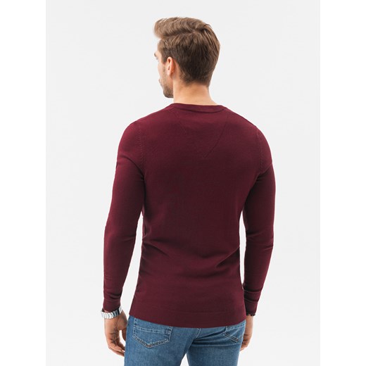 Sweter męski z haftem - bordowy V13 E191 XXL ombre