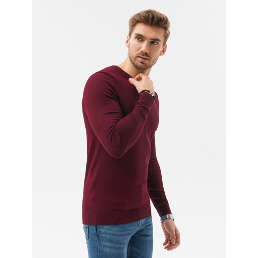 Sweter męski z haftem - bordowy V13 E191 XXL ombre