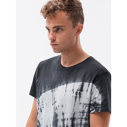 T-shirt męski bawełniany TIE DIY - grafitowy V1 S1617 XL ombre