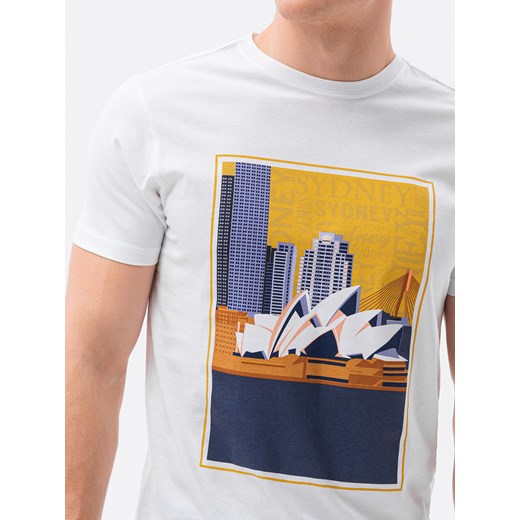 Biały t-shirt męski Ombre z krótkimi rękawami