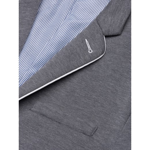 Elegancka marynarka męska z kontrastową lamówką - szara V7 M81 M ombre