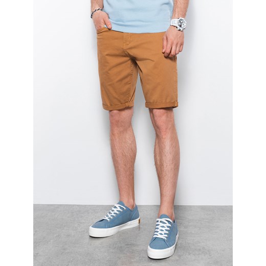 Krótkie spodenki męskie casual - camel V17 W303 M ombre