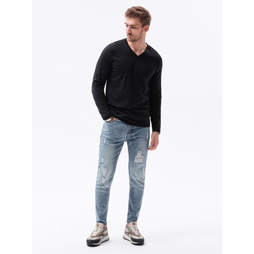Longsleeve męski bez nadruku - czarny V6 L136 M ombre