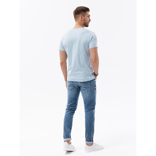 T-shirt męski bawełniany BASIC - jasnoniebieski V19 S1370 L ombre