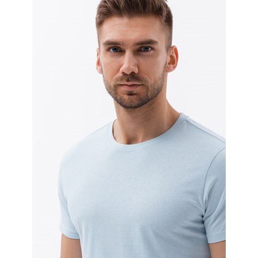 T-shirt męski bawełniany BASIC - jasnoniebieski V19 S1370 S ombre