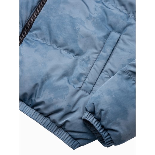 Kurtka męska puffer - niebieska V2 C529 XL okazyjna cena ombre