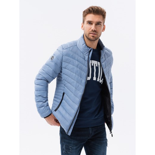 Kurtka męska pikowana - jasnoniebieska V8 C528 XL wyprzedaż ombre
