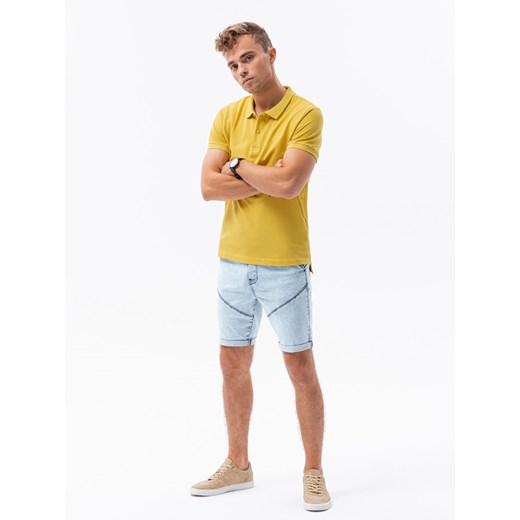 Koszulka męska polo z dzianiny pique - żółty S1374 XL ombre