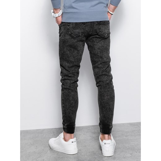 Spodnie męskie jeansowe joggery - czarne V2 P1027 L ombre