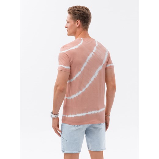 T-shirt męski bawełniany TIE DYE - różowy V2 S1622 ze sklepu ombre w kategorii T-shirty męskie - zdjęcie 159005576