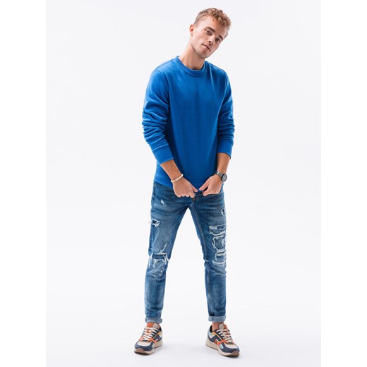Bluza męska bez kaptura BASIC - głęboki niebieski V 18 B978 XXL ombre