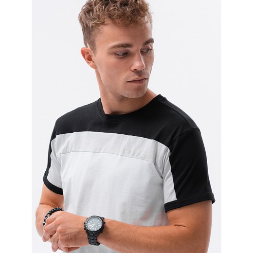 T-shirt męski bawełniany - czarny V1 S1631 M ombre