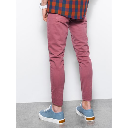 Spodnie męskie chinosy SLIM FIT - jasnobordowe P1059 XL ombre