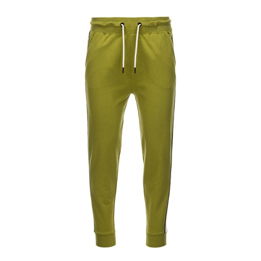 Spodnie męskie dresowe joggery - oliwkowe V7 P951 M okazja ombre