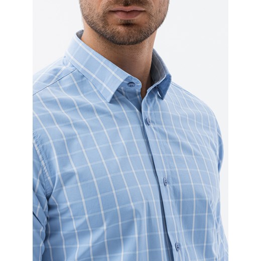 Koszula męska z długim rękawem REGULAR FIT - błękitna K618 S wyprzedaż ombre