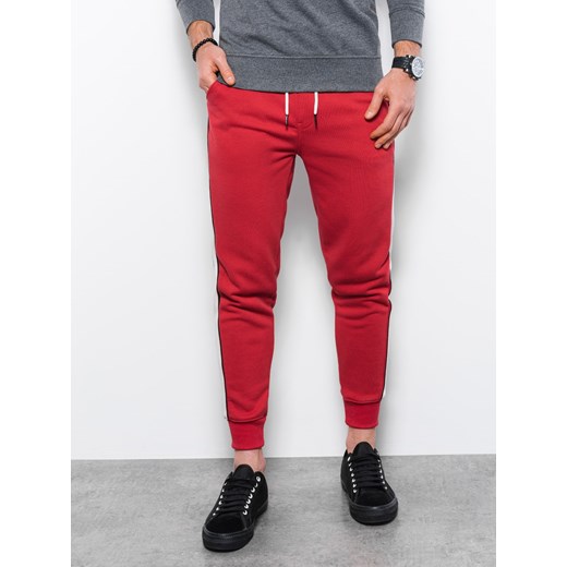 Spodnie męskie dresowe z lampasem - czerwone V4 P865 S ombre