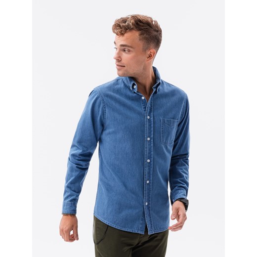 Koszula męska klasyczna jeansowa -niebieska V1 K568 XXL ombre