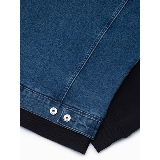 Kurtka męska jeansowa katana z kapturem - niebiesko-czarna C322 XXL ombre