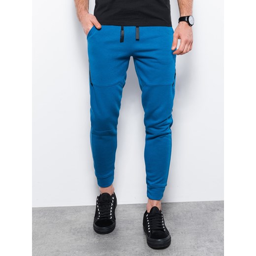 Spodnie męskie dresowe joggery - niebieskie V5 P919 XL promocyjna cena ombre