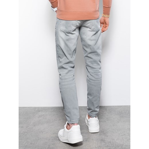 Spodnie męskie jeansowe z dziurami REGULAR FIT - szare V2 P1024 M promocja ombre