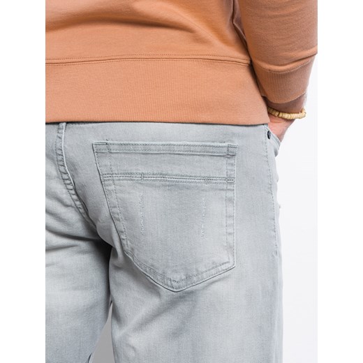 Spodnie męskie jeansowe z dziurami REGULAR FIT - szare V2 P1024 M ombre okazyjna cena