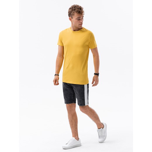 T-shirt męski bawełniany BASIC - musztardowy V8 S1370 L ombre