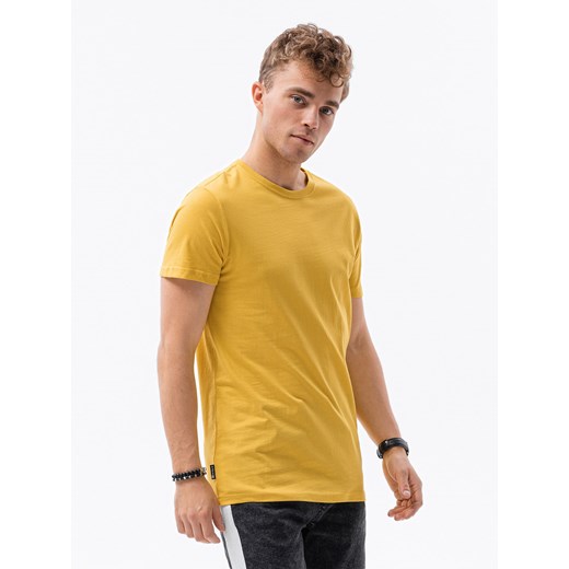 T-shirt męski bawełniany BASIC - musztardowy V8 S1370 S ombre