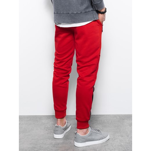 Spodnie męskie dresowe joggery - czerwone V6 P920 L promocja ombre