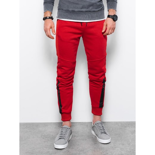 Spodnie męskie dresowe joggery - czerwone V6 P920 L okazja ombre