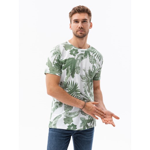 T-shirt męski z nadrukiem - zielony S1297 M ombre