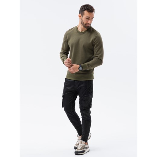 Bluza męska bez kaptura BASIC - oliwkowa V12 B978 XL ombre
