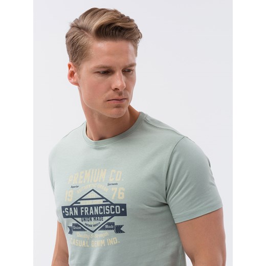 Miętowy t-shirt męski Ombre