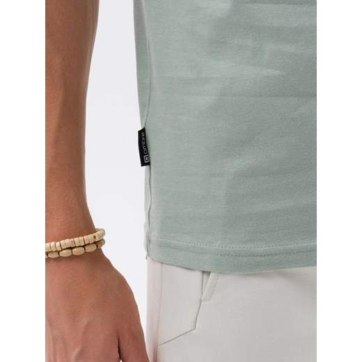 Miętowy t-shirt męski Ombre z krótkim rękawem