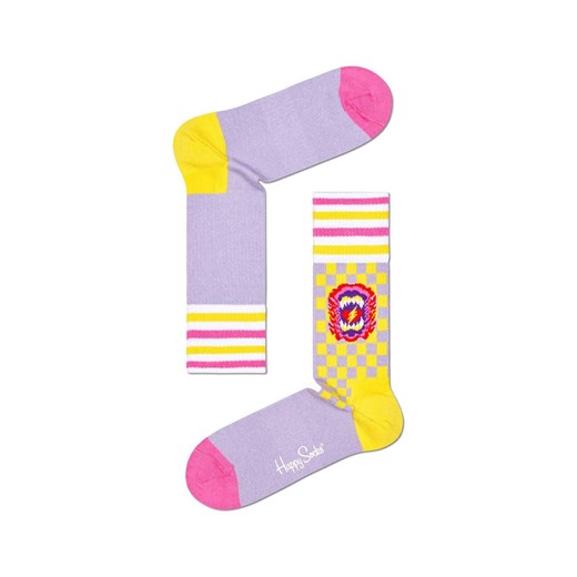 Skarpetki Happy Socks Sneaker Sock 3/4 Crew Happy Szczęka Fioletowo-Żółta Happy Socks 41-46 okazyjna cena runcolors