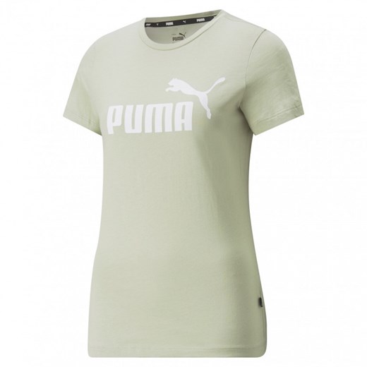 Bluzka damska Puma z okrągłym dekoltem zielona sportowa z napisami 