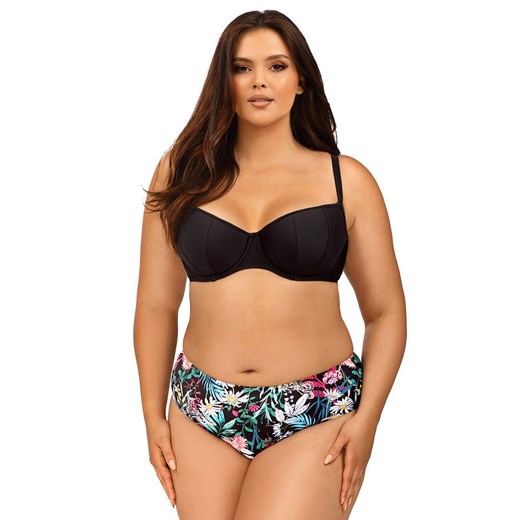 Strój kąpielowy dwuczęściowy z figami w kwiatowym princie Plus Size L2526/3, Kolor czarny-wzór, Rozmiar 36D, Lorin ze sklepu Intymna w kategorii Stroje kąpielowe - zdjęcie 159052586