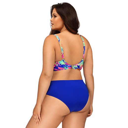 Dwuczęściowy strój kąpielowy z ozdobnym wiązaniem Plus Size L3125/3, Kolor niebieski-wzór, Rozmiar 38D, Lorin ze sklepu Intymna w kategorii Stroje kąpielowe - zdjęcie 159052589