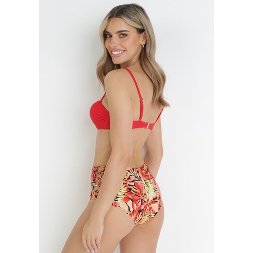 Czerwone Bikini Push Up z Odpinaną Broszką Magdalin 40 wyprzedaż Born2be Odzież