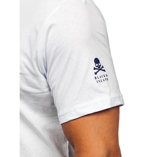 Biały bawełniany t-shirt męski z nadrukiem Bolf 14784 XL Denley