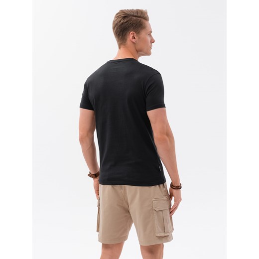 T-shirt męski bawełniany z nadrukiem - czarny V1 S1735 ze sklepu ombre w kategorii T-shirty męskie - zdjęcie 159082498