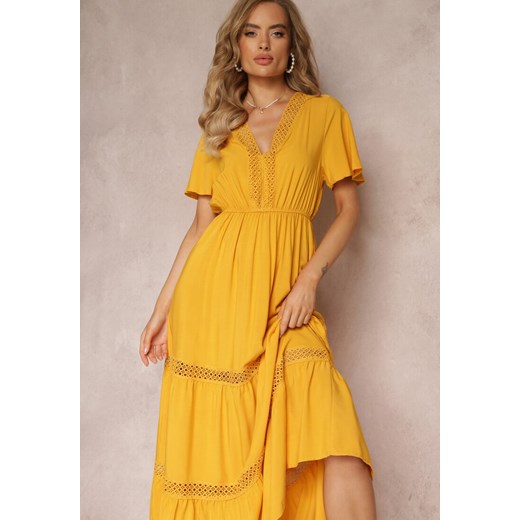 Sukienka Renee boho maxi z krótkimi rękawami oversize