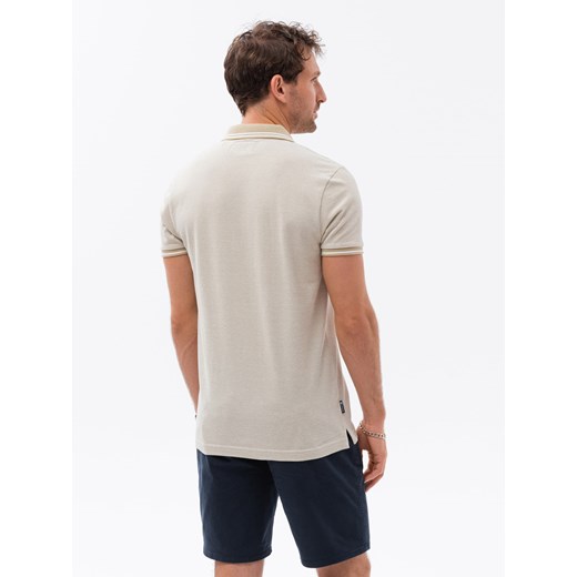 T-shirt męski Ombre z krótkim rękawem beżowy w paski