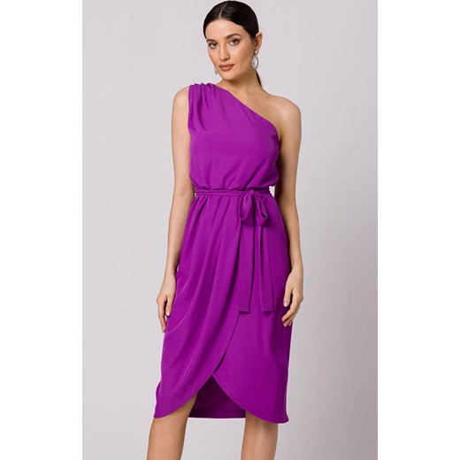 Sukienka na jedno ramię w kolorze lawendowym K160, Kolor lawendowy, Rozmiar L, makover ze sklepu Primodo w kategorii Sukienki - zdjęcie 159111537