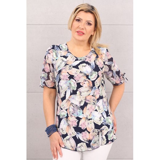 Lekka bluzka damska w orientalne wzory jasne kwiaty - XL Femimoda XL femimoda.pl