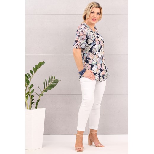 Lekka bluzka damska w orientalne wzory jasne kwiaty - XL Femimoda L femimoda.pl