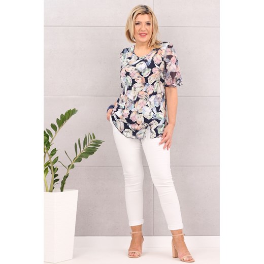 Lekka bluzka damska w orientalne wzory jasne kwiaty - XL Femimoda 2XL femimoda.pl