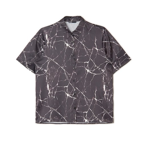 Cropp - Wzorzysta koszula z krótkim rękawem - czarny ze sklepu Cropp w kategorii Koszule damskie - zdjęcie 159124467